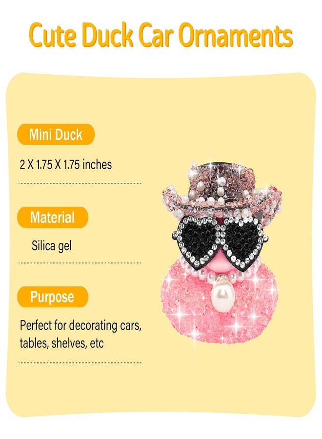 wonuu Diamond Rubber Duck Car Ornaments Duck Car Dashboard Decorations for Cool car Accessories with, Pink Diamond - Image 3